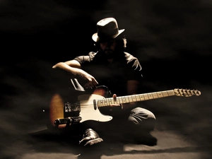 a man, Guitar, musician, Hat