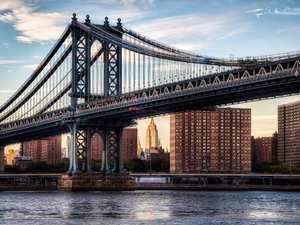 New, bridge, City, Manhattan, York, skyscrapers