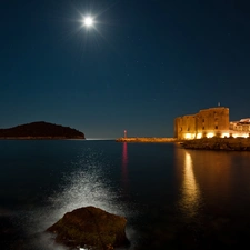 sea, Lighthouse, maritime, Town