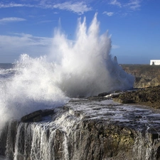 sea, Lighthouse, maritime, Waves