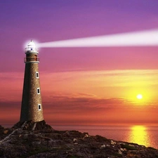 west, Lighthouse, maritime, sun