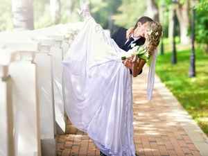 newlyweds, lady, young, marriage