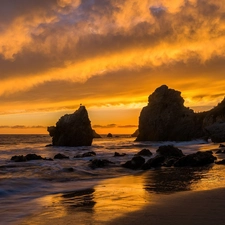 Beaches, sea, El Matador, California, Great Sunsets, rocks