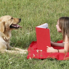 Meadow, girl, Book