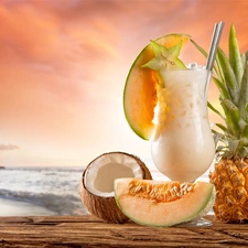 Coconut, holiday, melon, Beaches, ananas, cocktail