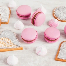 Macaroons, meringues, heart, icing, Cookies