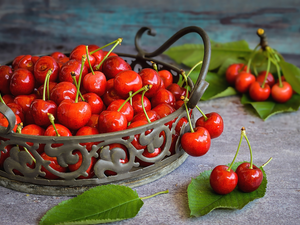 cherries, openwork, container, Metal