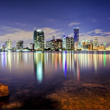 Miami, Floryda, clouds, Ocean, skyscrapers