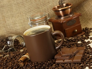 mill, chocolate, coffee, grains, Cup