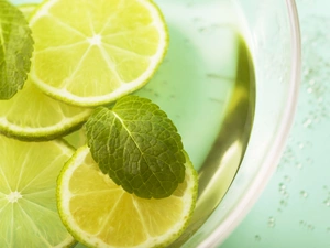 mint, slices, lemons