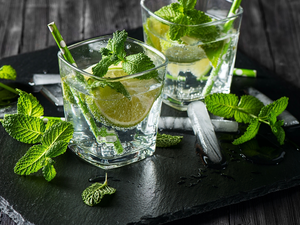 Glass, drinks, Icecream, mint, lime, Mojito