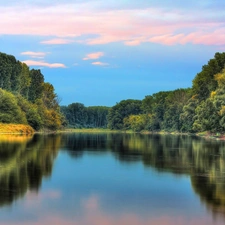 Mirror, water, trees, viewes, River
