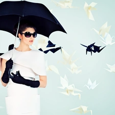 Women, Glasses, mode, Umbrella