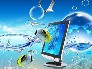 water, monitor, 4d, effect, graphics