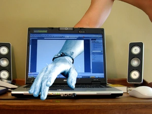 hand, laptop, 4d, monitor