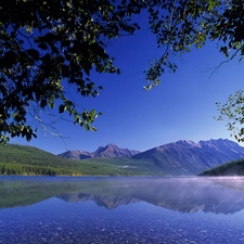 Montana, Park, Mountains, woods, River