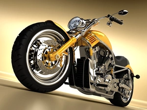 Harley Davidson, Yellow, motor-bike, Chopper