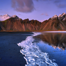 Stokksnes Beach, iceland, sea, coast, Mountains, Vestrahorn mountain