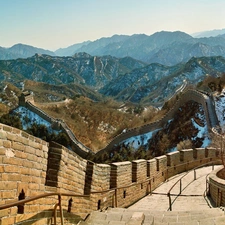 China, Great Chinese Wall, Mountains