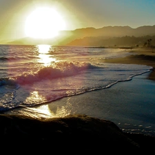 sea, Coast, Mountains, Beaches