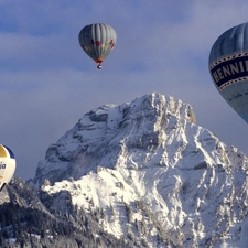 Mountains, Balloons, Snowy