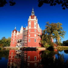 Park Muzakowski, lake, Bad Muskau, Germany, Palace Pueckler