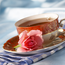 rose, tea, napkin, cup