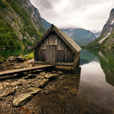 Mountains, Alps, Germany, Home, Bavaria, Berchtesgaden National Park, Obersee Lake, Stones