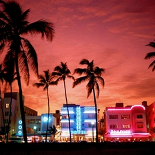 Floryda, Hotels, neon, Miami