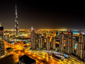 Dubaj, panorama, Town, nigh
