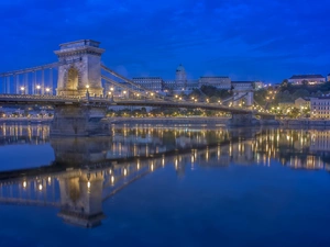 Night, Hungary, The Royal Castle, River Danube, Chain Bridge, Budapest