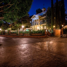 Town, Disneyland, California, Anaheim, USA, Night, HDR