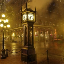 night, Clock, London