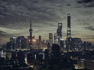 China, City at Night, skyscraper, Szanghaj