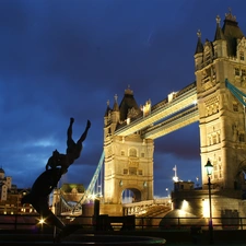 bridge, London, Night, Tower Bridge