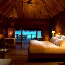 Bedroom, terrace, Ocean, Window