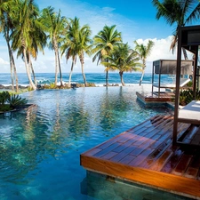 Ocean, indonesia, terrace, Pool, Hotel hall