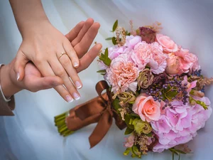 Bouquet of Flowers, hands, marriage
