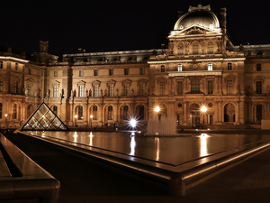 Paris, France, museum of art, Louvre, illuminated