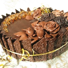 ornamentation, ribbon, chocolate, chocolate, Cake