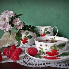 package, small bunch, tea, Raspberries, Do, flowers