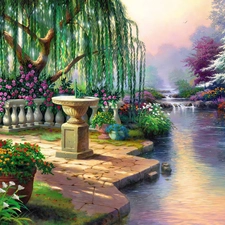 painting, Beatyfull, Garden