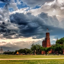 Capitol, clouds, panorama, Washington