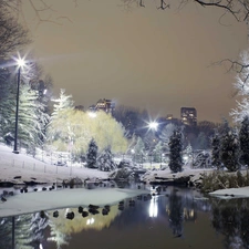 Pond - car, winter, Park