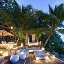 patio, Palms, Candles