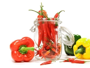 different, Chilli, jar, peppers