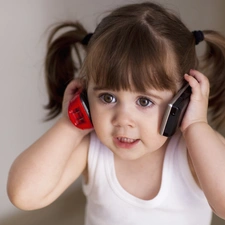 small, girl, Phones, Sweet