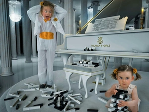 girls, keys, Funny, Piano