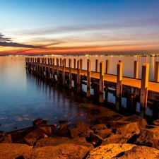 west, sea, pier, sun