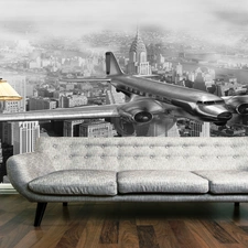 View, house, plane, interior, Town, Sofa